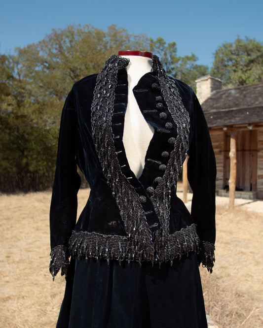 c. 1880s Beaded Black Velvet Bodice