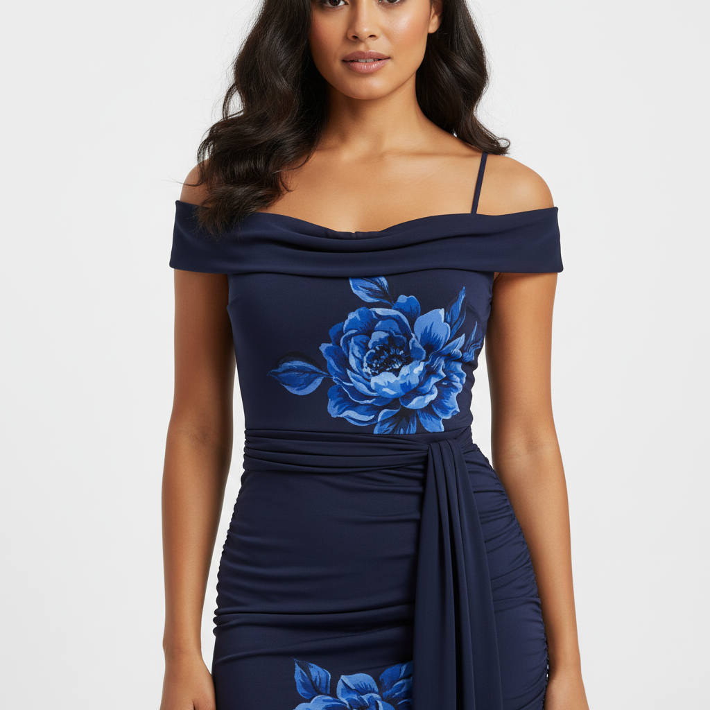 Fluid Drape Off-Shoulder Mini Dress Refined Elegance for After-Hours