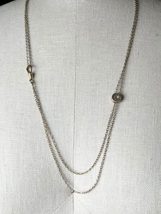 c. 1890s-1900s Gold Filled Celestial Slide Long Guard Chain