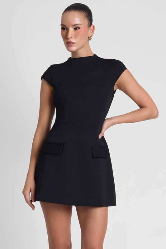 Cote Collection | Women's Black Mini Dress with Fitted Bodice | Elegant Style for Effortless Sophistication 1