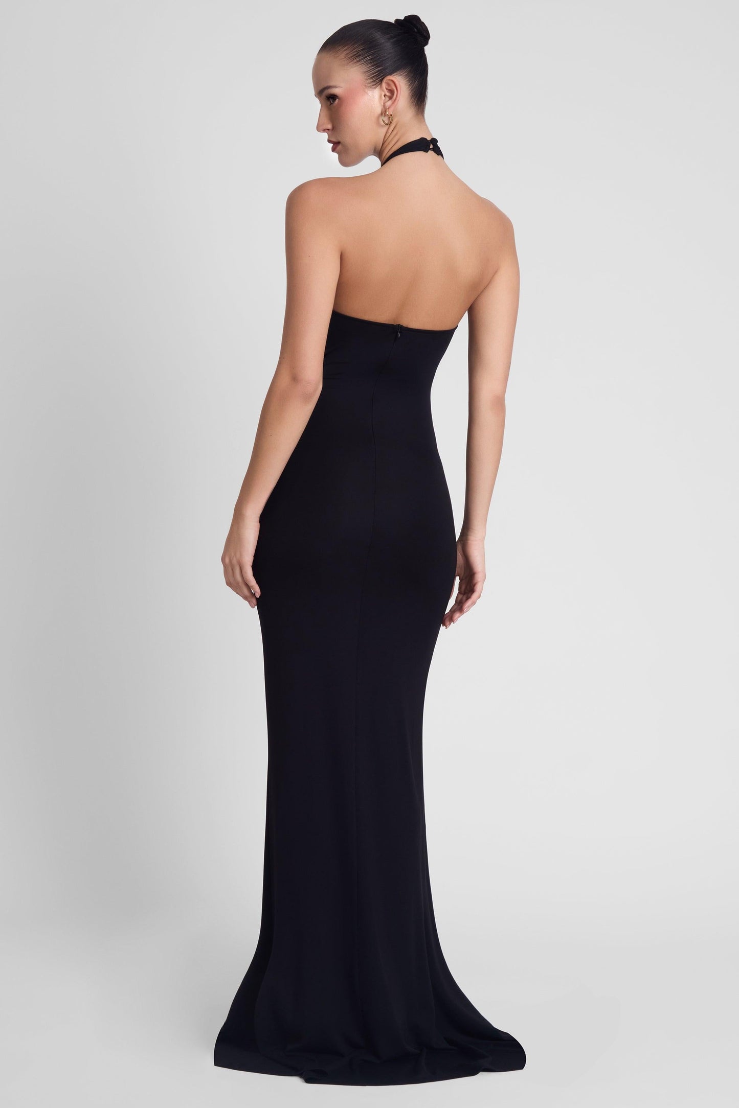 Elegant Collection | Black Maxi Dress with Halter Neck & Sarong Overlay | Flattering Style for Effortless Elegance 5