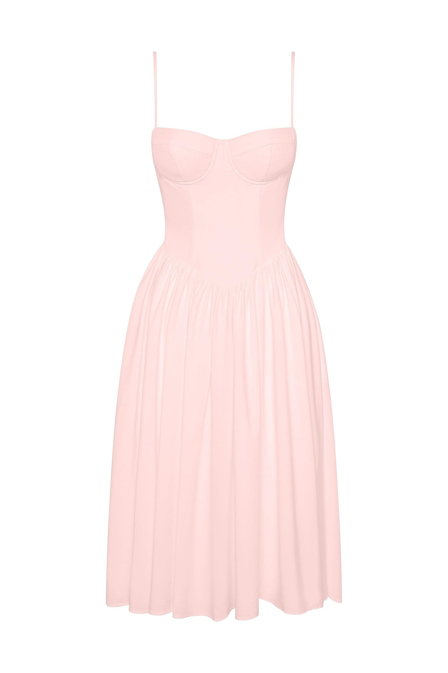 Elegant Collection | Pink Midi Dress with Wire Bustier & Gathered Skirt | Perfect for Any Occasion 7
