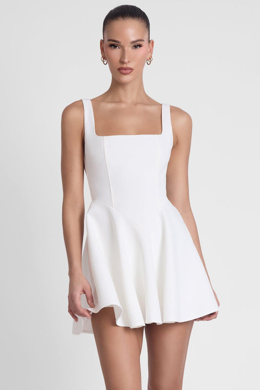 Elegant White Dress | Women's Corset Mini Dress with Square Neckline | Flattering Fit for Any Occasion 1