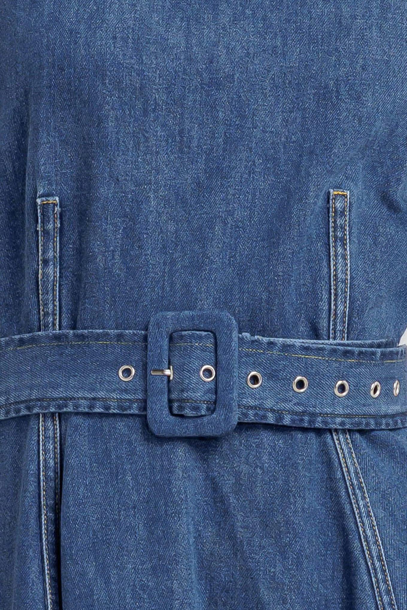 POET’S MUSE DENIM WOVEN MIDI DRESS