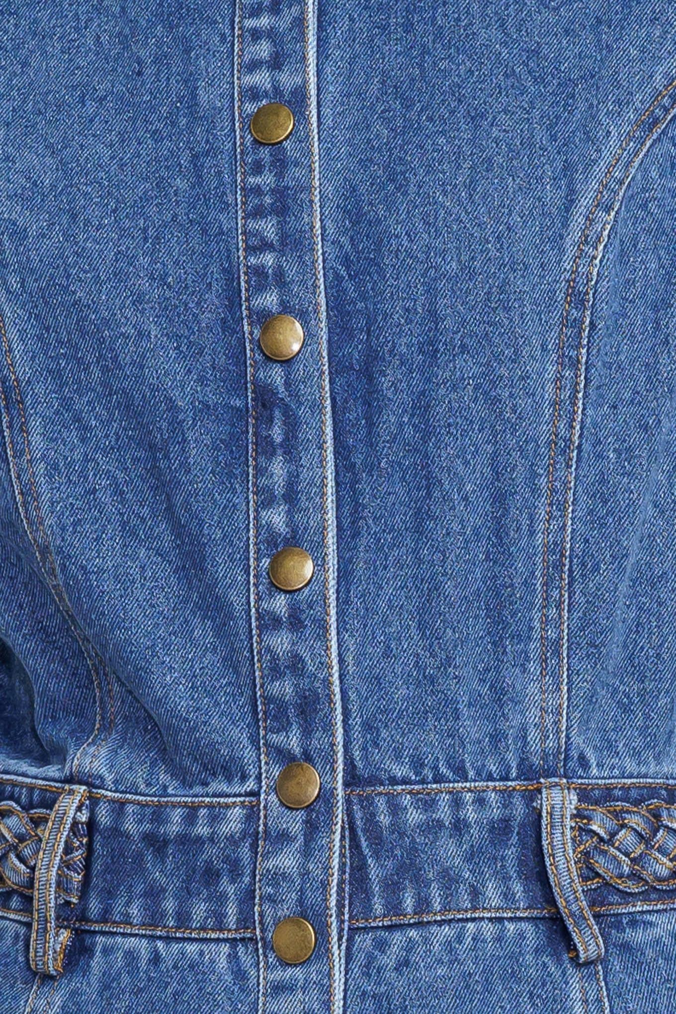 HIDDEN SMILE DENIM MIDI RESS