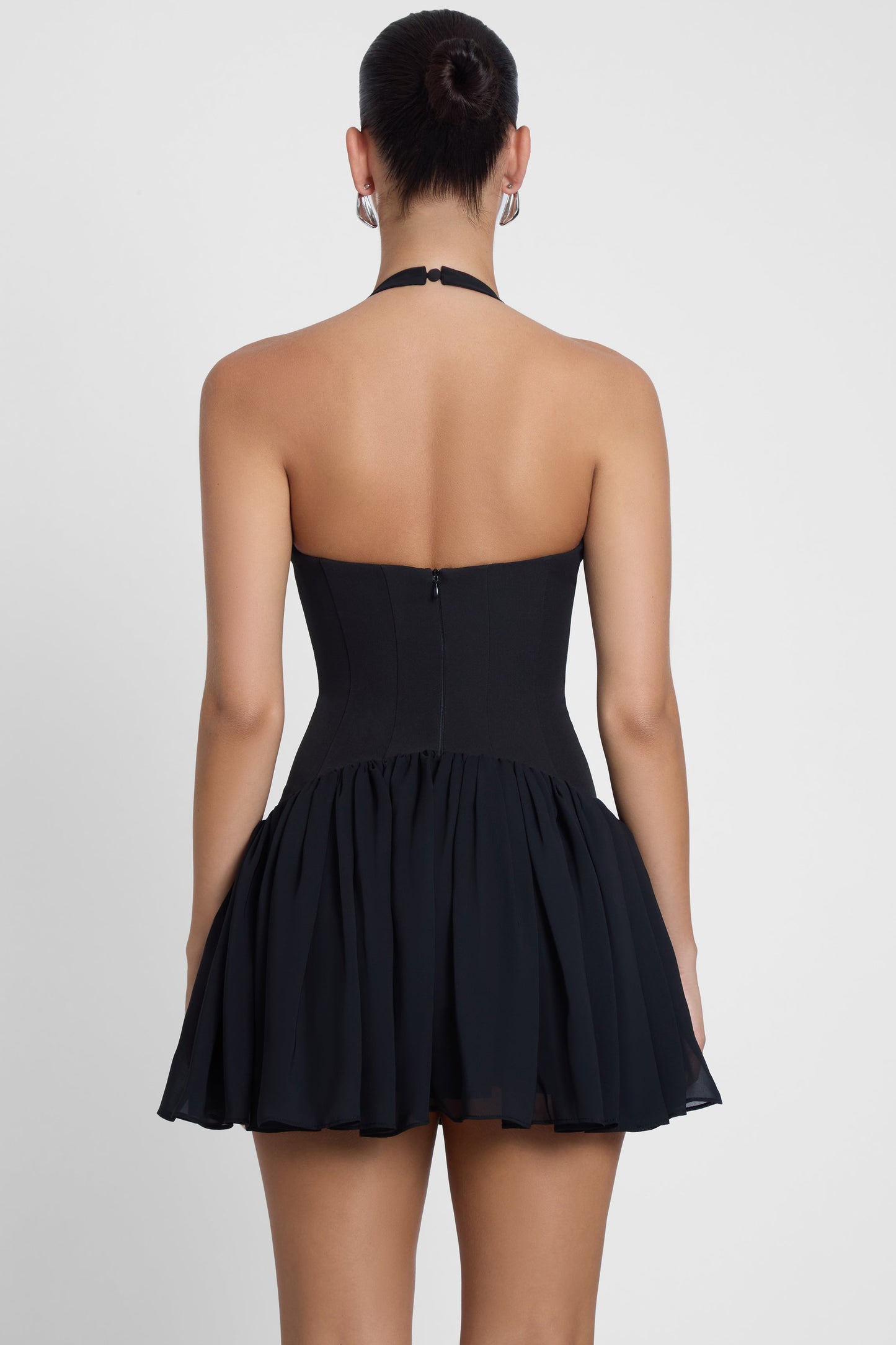 Harper Collection | Black Mini Dress with Corset Waist & Halter Neckline | Elegant Style for Special Events 6