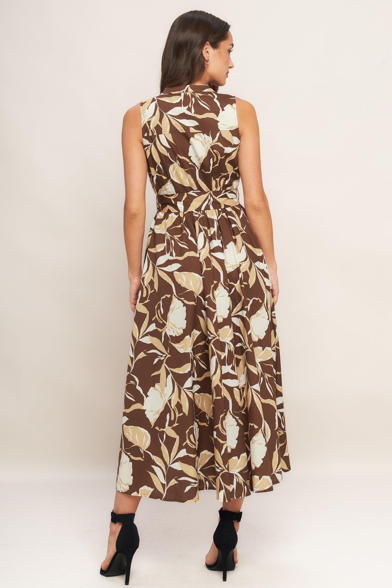 ELEGANT BLOOM WOVEN MIDI DRESS