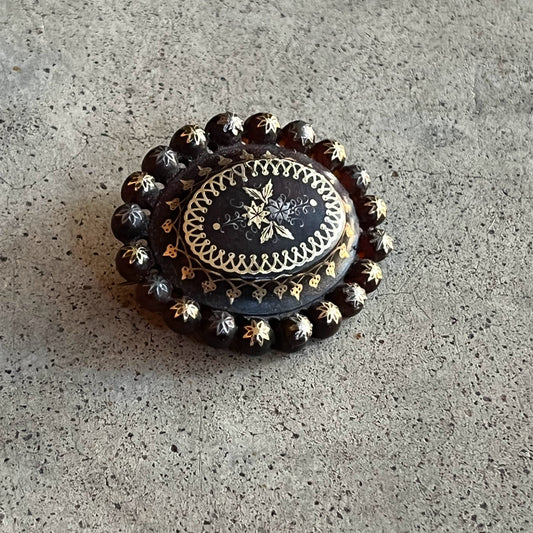 c. 1860s-1880s Pique Tortoise Shell Brooch