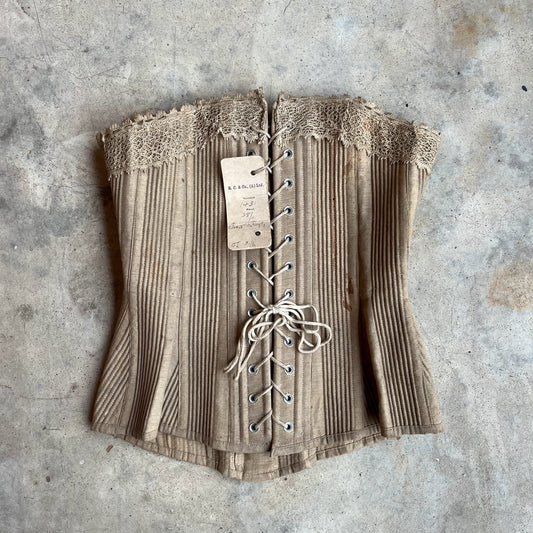 c. 1880-1900 Corded Corset | Deadstock with Tag