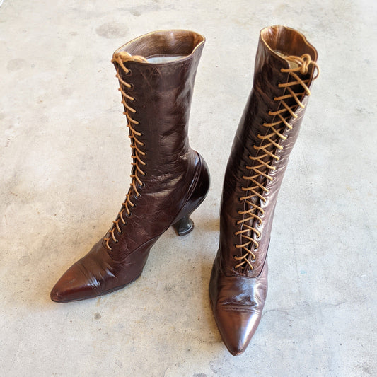 Late 1910s-Early 1920s Brown Boots | Approx Sz 7