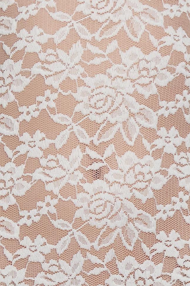 Soleil Collection | White Midi Dress with Scalloped Hemline | Elegant Lace Design for Special Occasions 5