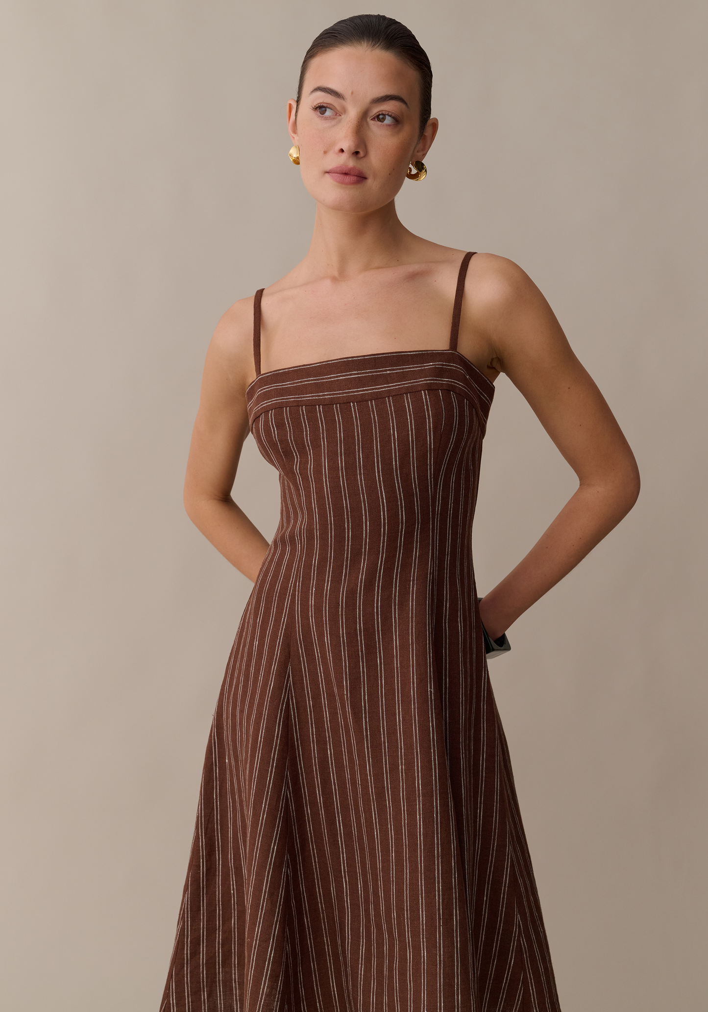 Women's Striped Linen A-Line Dress | Lightweight Casual Summer Outfit 4