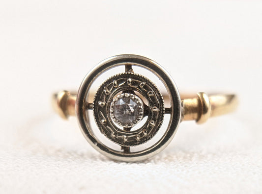 Edwardian 18k Gold Diamond Ring with Platinum Top