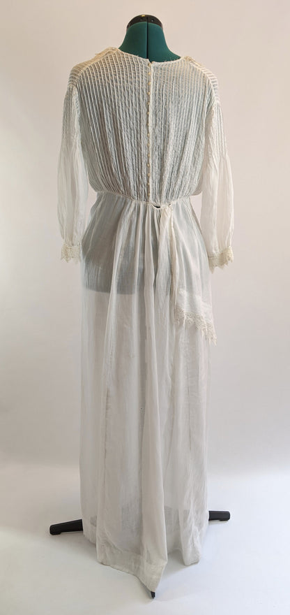 Edwardian White Cotton Lace Gown