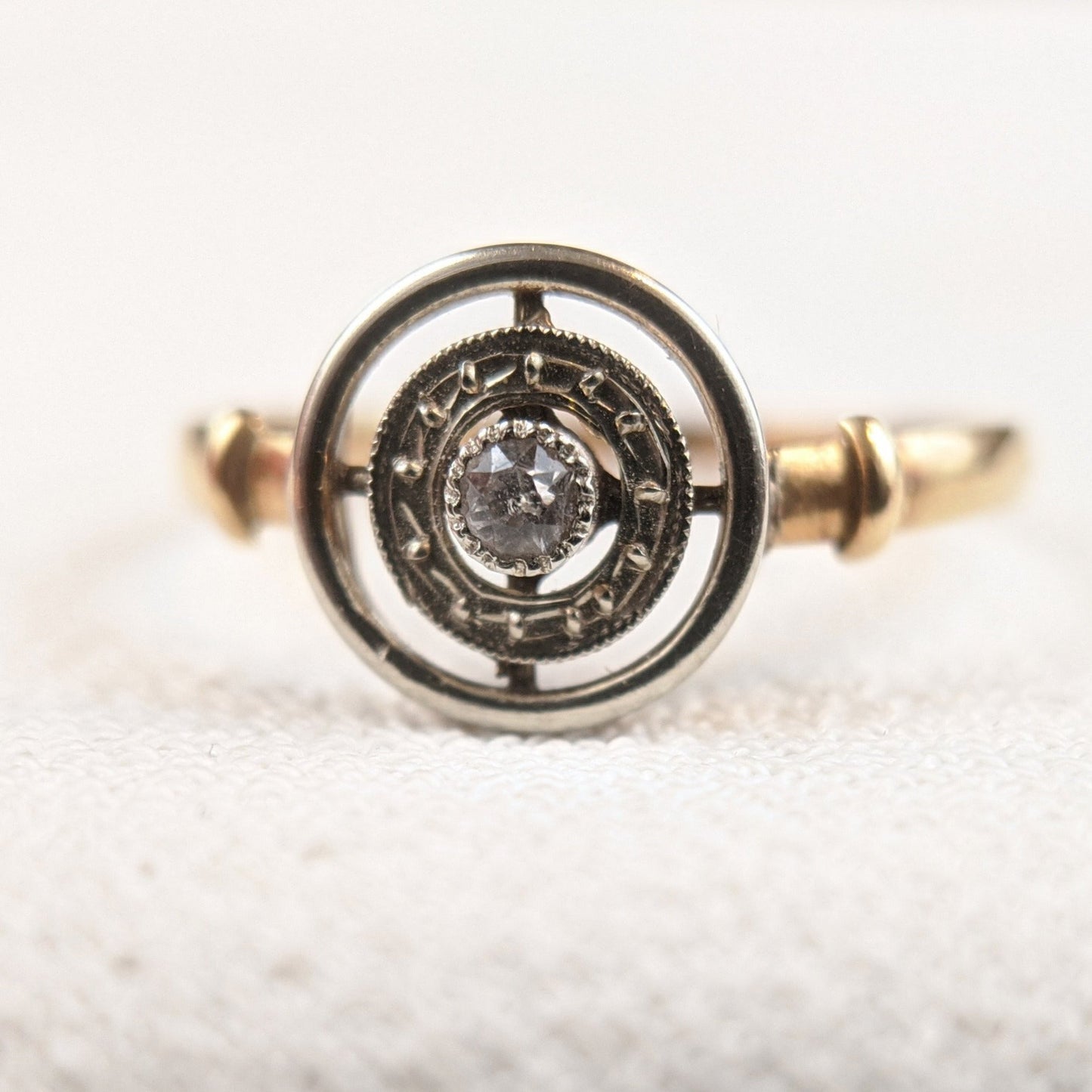 Edwardian 18k Gold Diamond Ring with Platinum Top