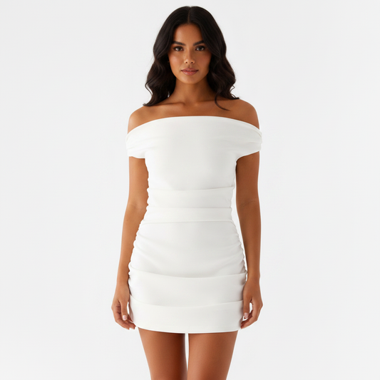 Stretch-Jersey Off-Shoulder Mini Dress Polished Ease for Night Out