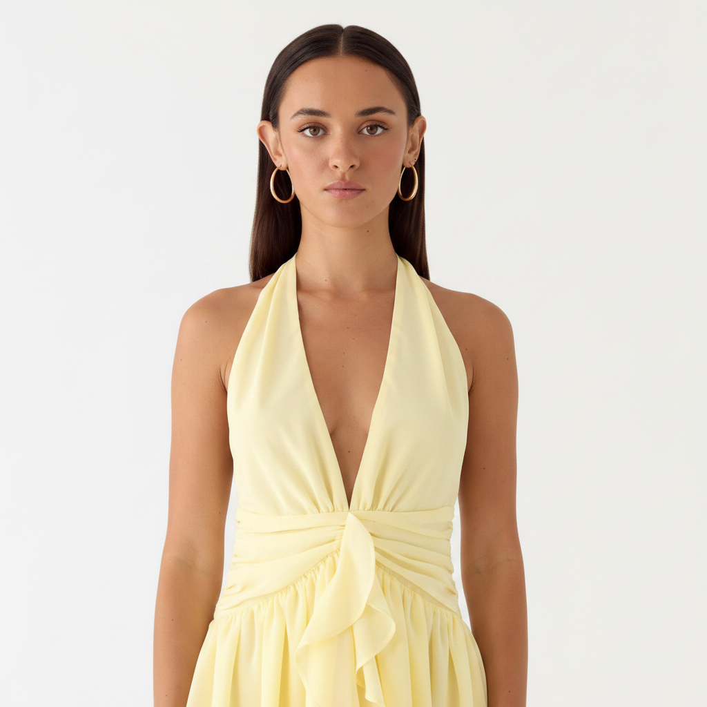 Fluid Halter Neck Mini Dress A Refined Silhouette for Social Hours