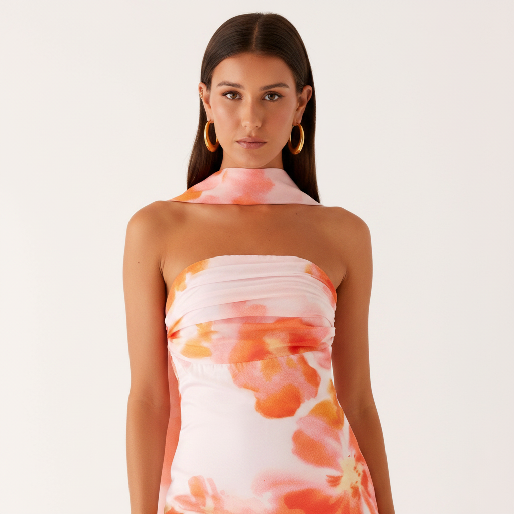 Printed Ruched Scarf Mini Dress Fluid Movement for Summer Soirées