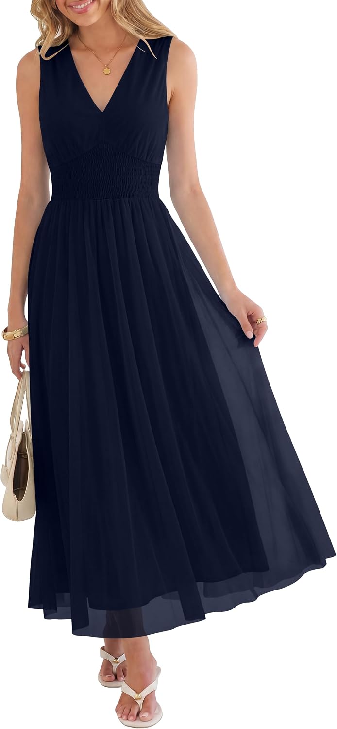 Boho Floral Tulle V-Neck Maxi Dress