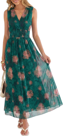 Orange Floral Dark Green