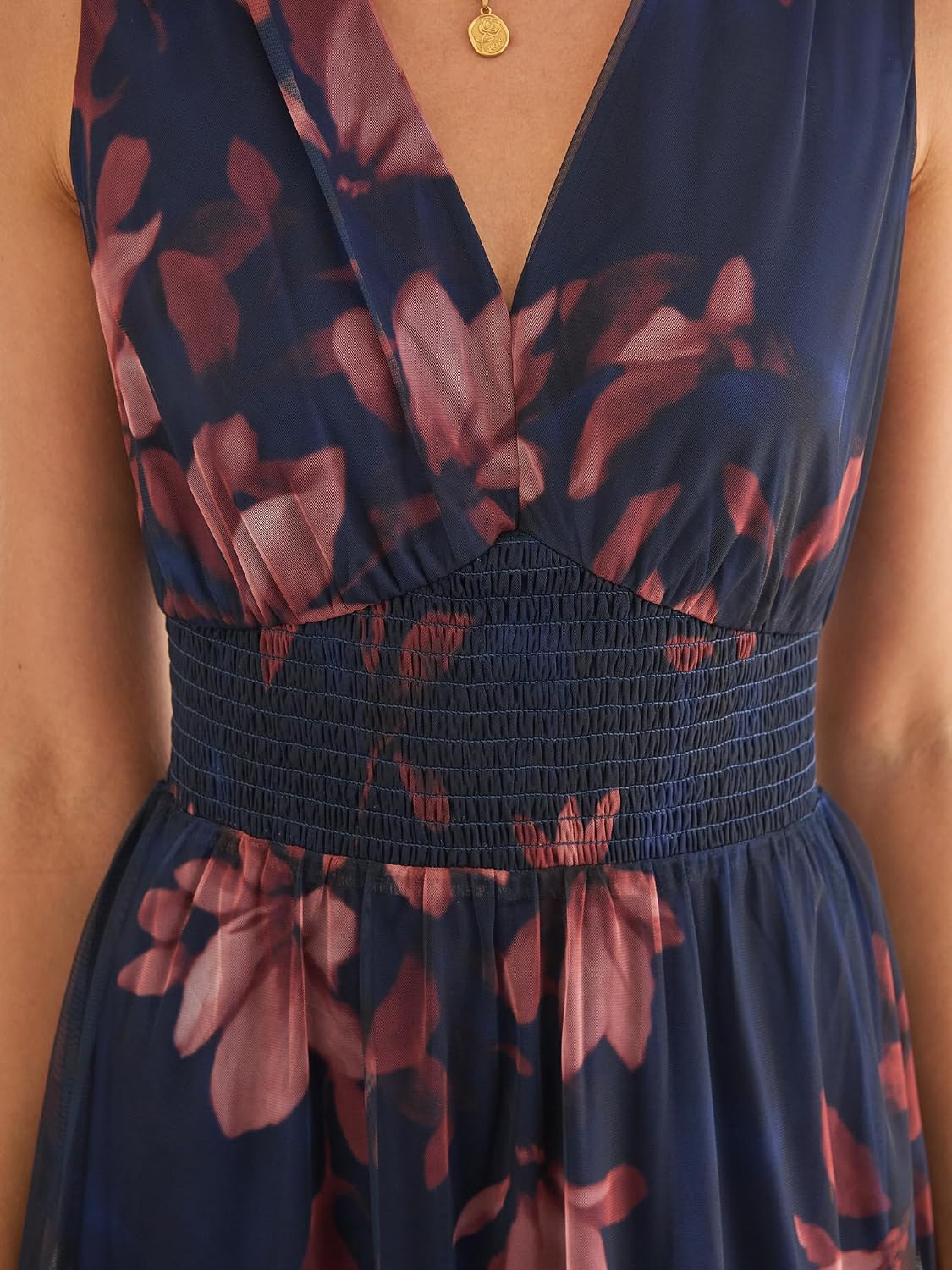 Boho Floral Tulle V-Neck Maxi Dress