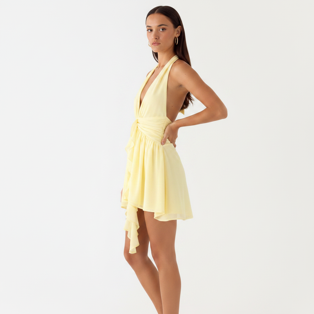 Fluid Halter Neck Mini Dress A Refined Silhouette for Social Hours