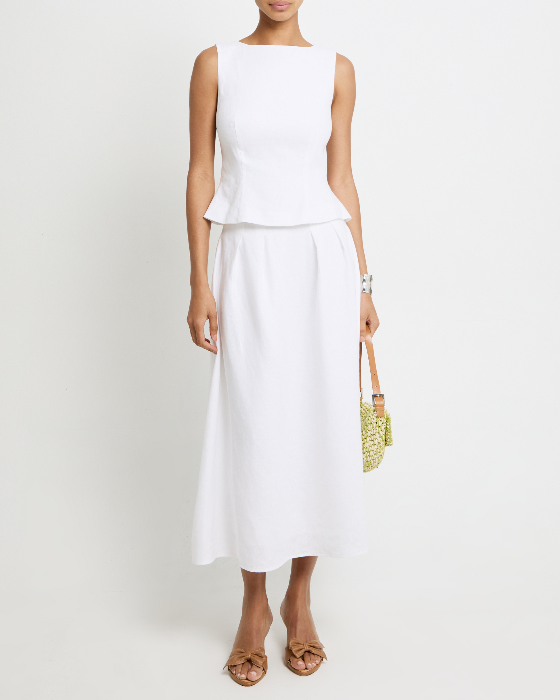 Aveline Collection | Women's Outfit with Elegant Linen Maxi Skirt & Peplum Top for Stylish Occasions 2