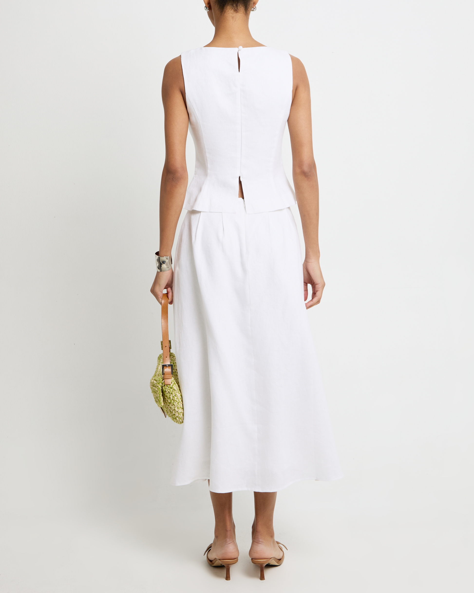 Aveline Collection | Women's Outfit with Elegant Linen Maxi Skirt & Peplum Top for Stylish Occasions 3