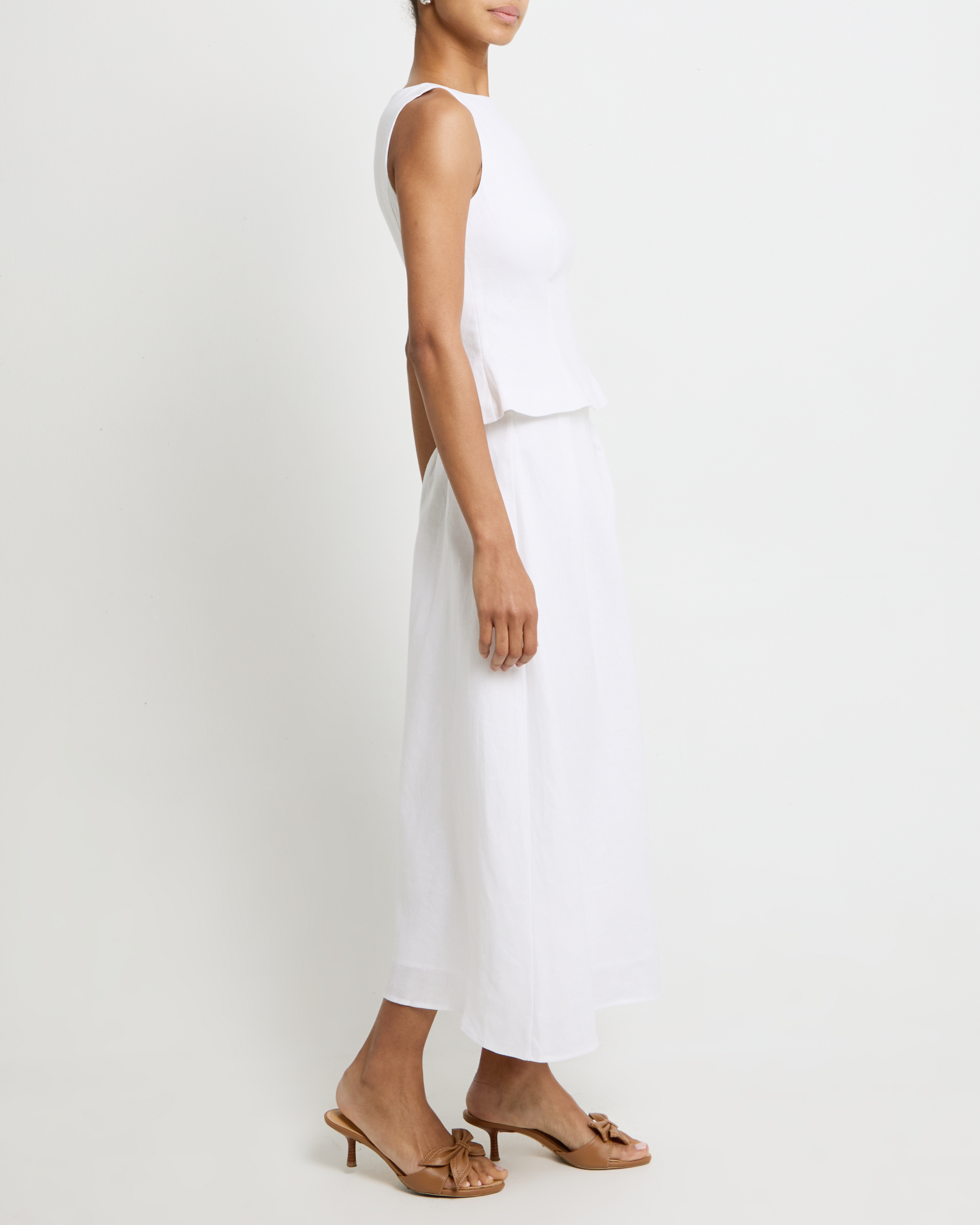 Aveline Collection | Women's Outfit with Elegant Linen Maxi Skirt & Peplum Top for Stylish Occasions 4