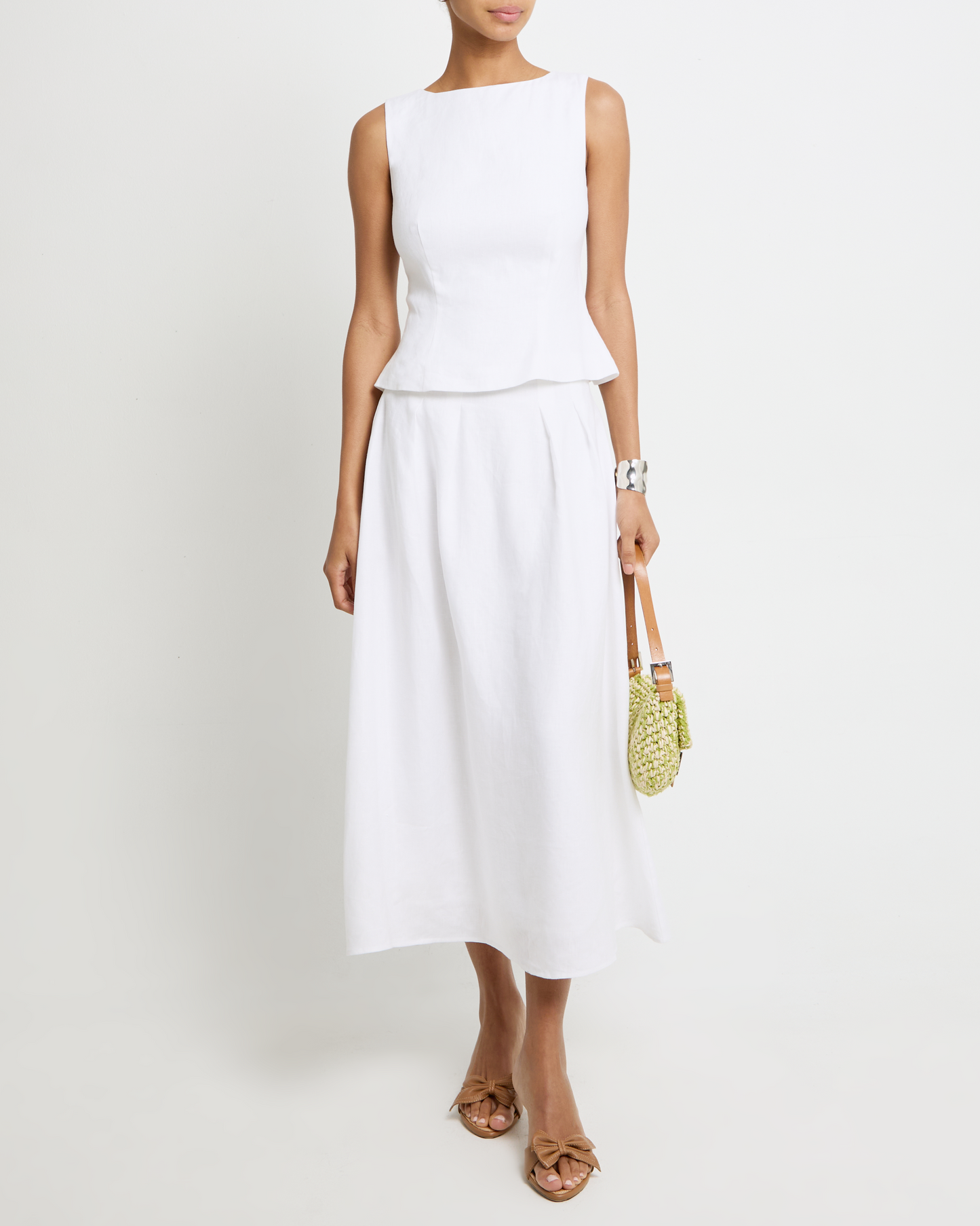 Aveline Collection | Women's Outfit with Elegant Linen Maxi Skirt & Peplum Top for Stylish Occasions 5