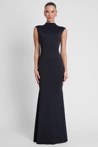 Como Collection | Black Maxi Dress with Sculpting Stretch Fabric | Elegant Silhouette for Timeless Style 0