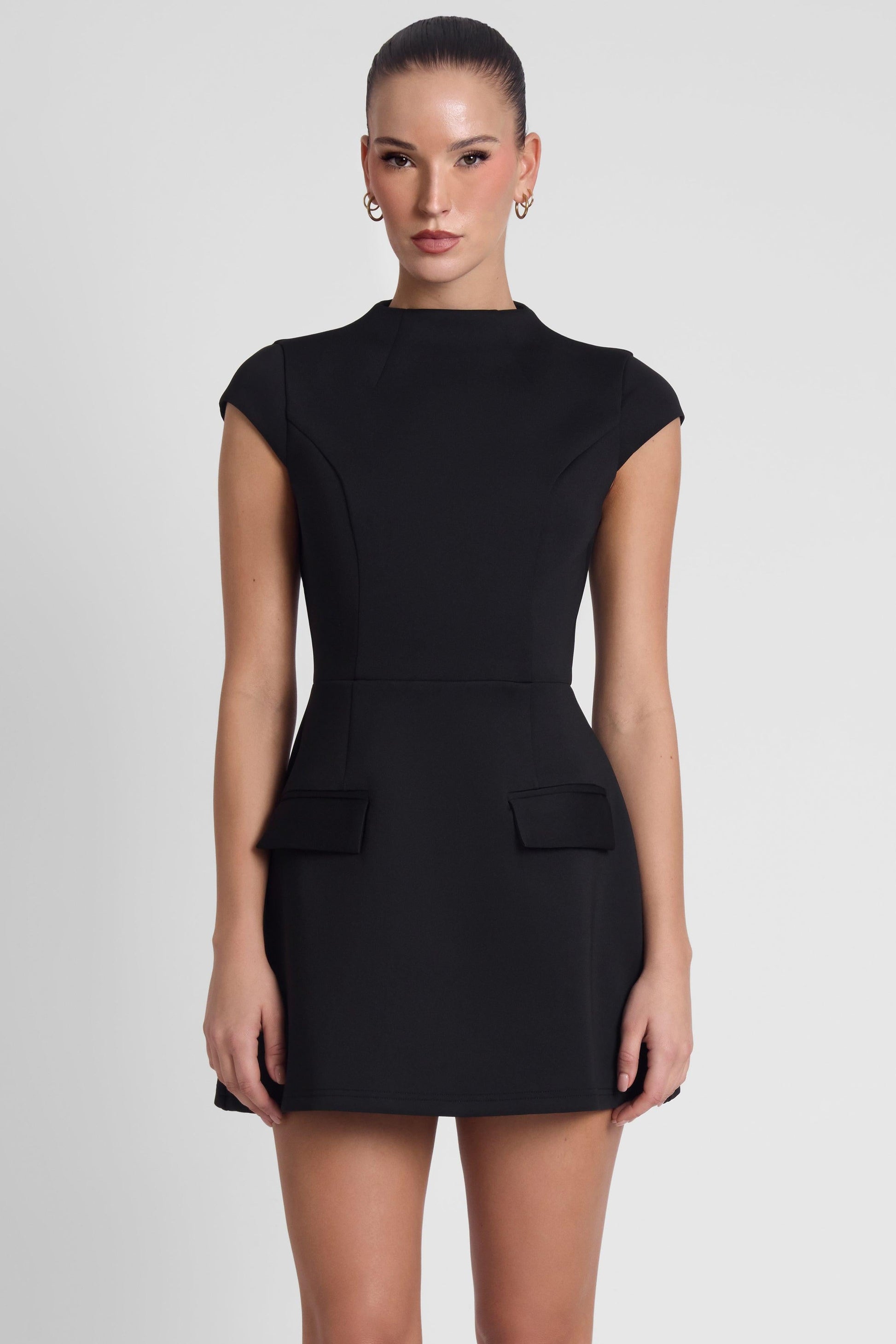 Cote Collection | Women's Black Mini Dress with Fitted Bodice | Elegant Style for Effortless Sophistication 0