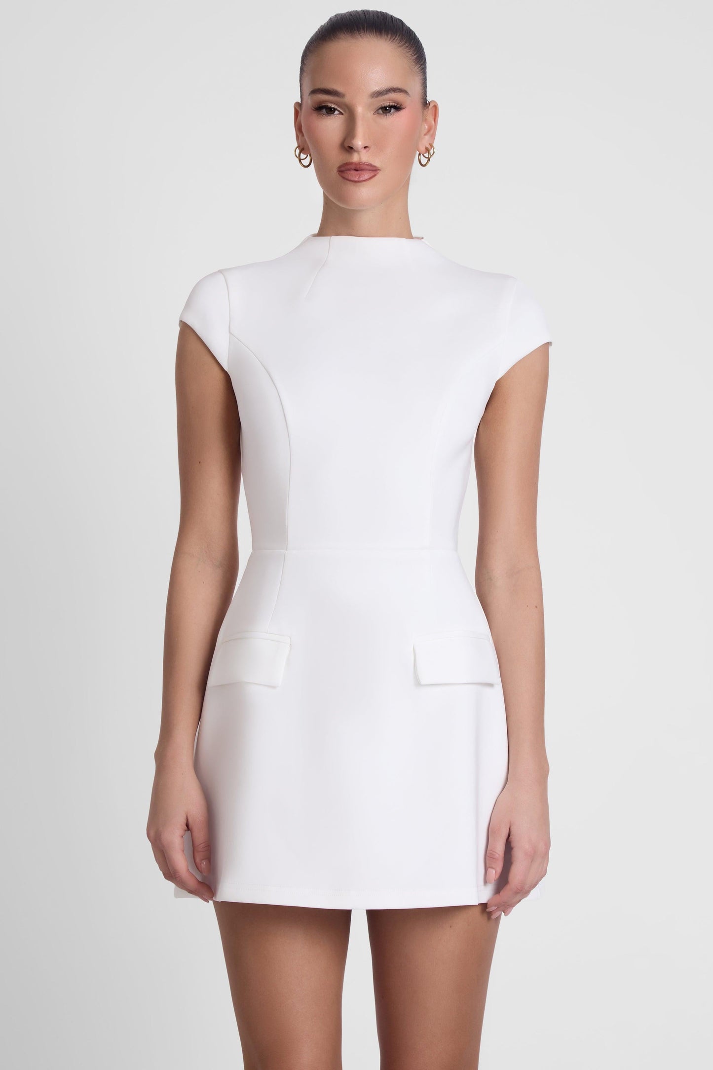 Cote Collection | Women's White Mini Dress with Fitted Bodice | Elegant Style for Effortless Summer Fashion 1
