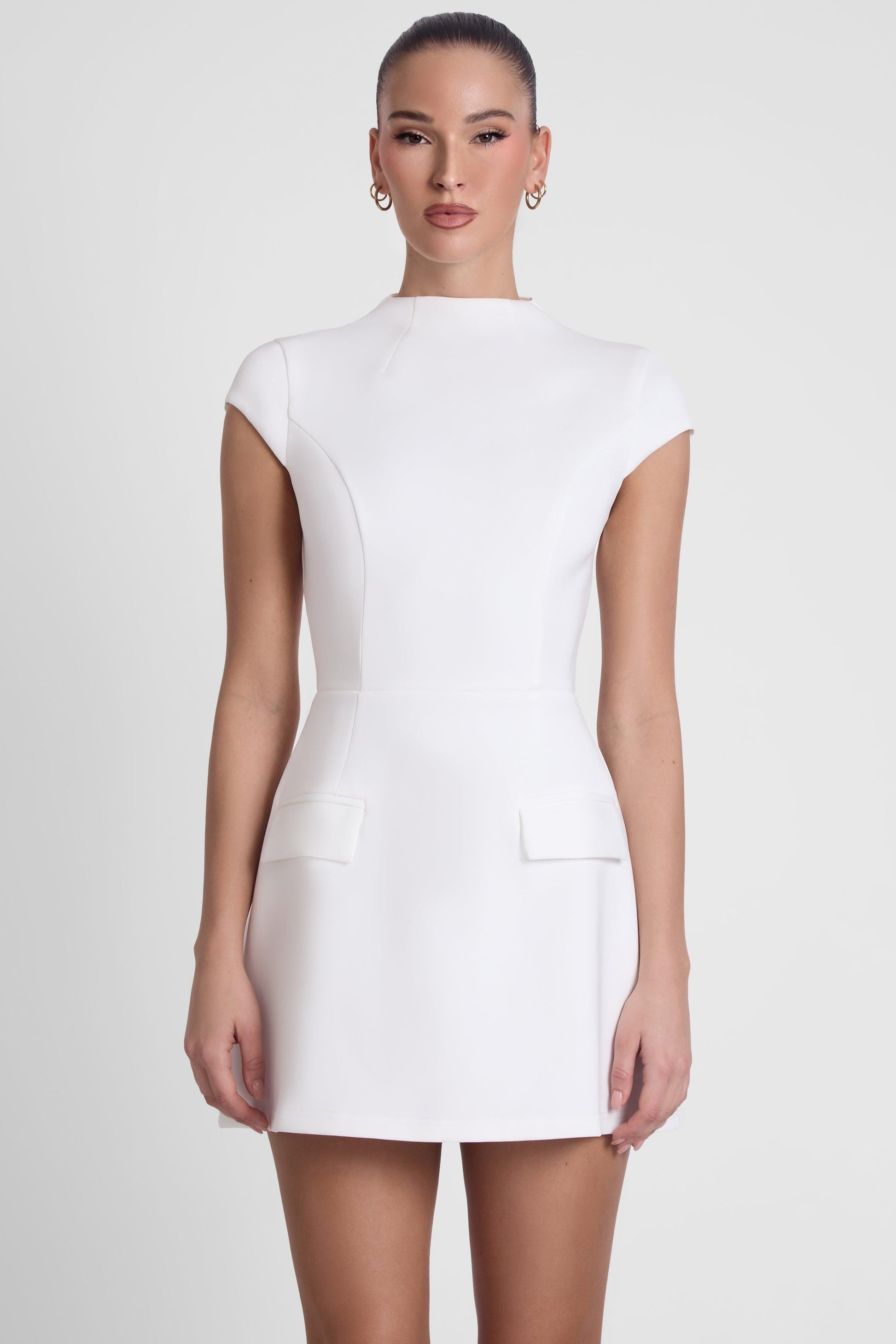 Cote Collection | Women's White Mini Dress with Fitted Bodice | Elegant Style for Effortless Summer Fashion 1