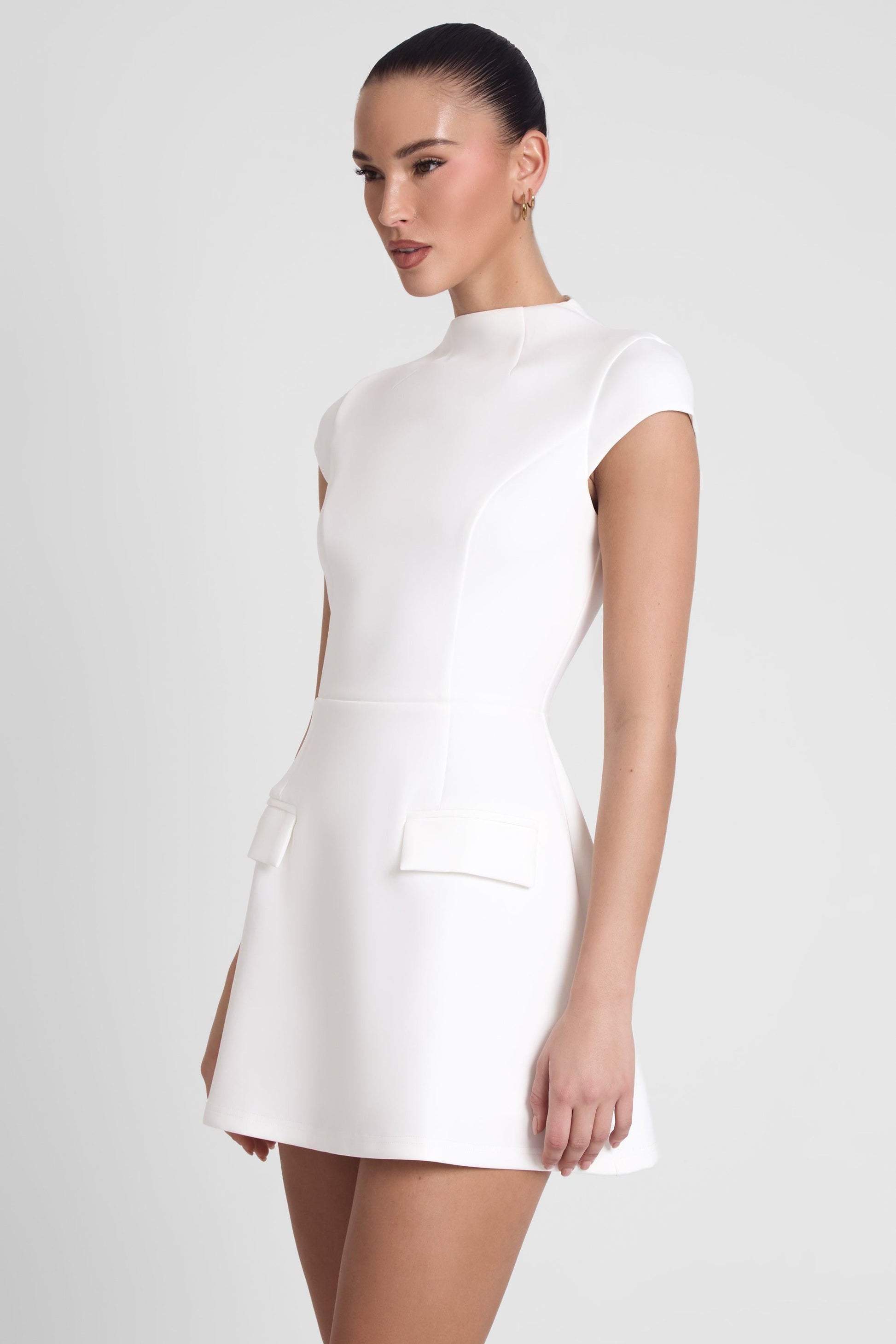 Cote Collection | Women's White Mini Dress with Fitted Bodice | Elegant Style for Effortless Summer Fashion 4