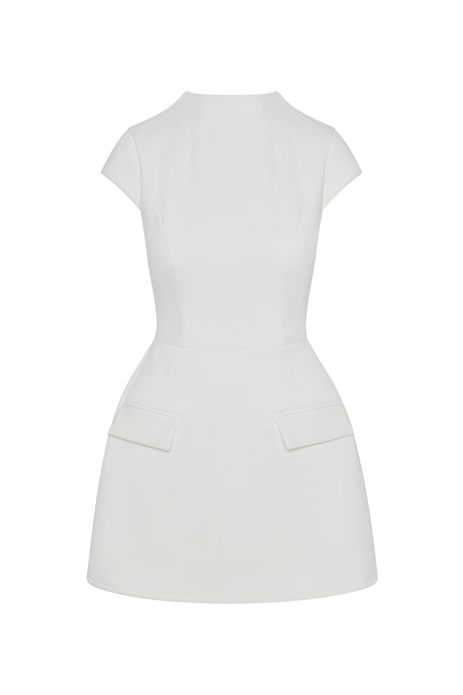 Cote Collection | Women's White Mini Dress with Fitted Bodice | Elegant Style for Effortless Summer Fashion 5