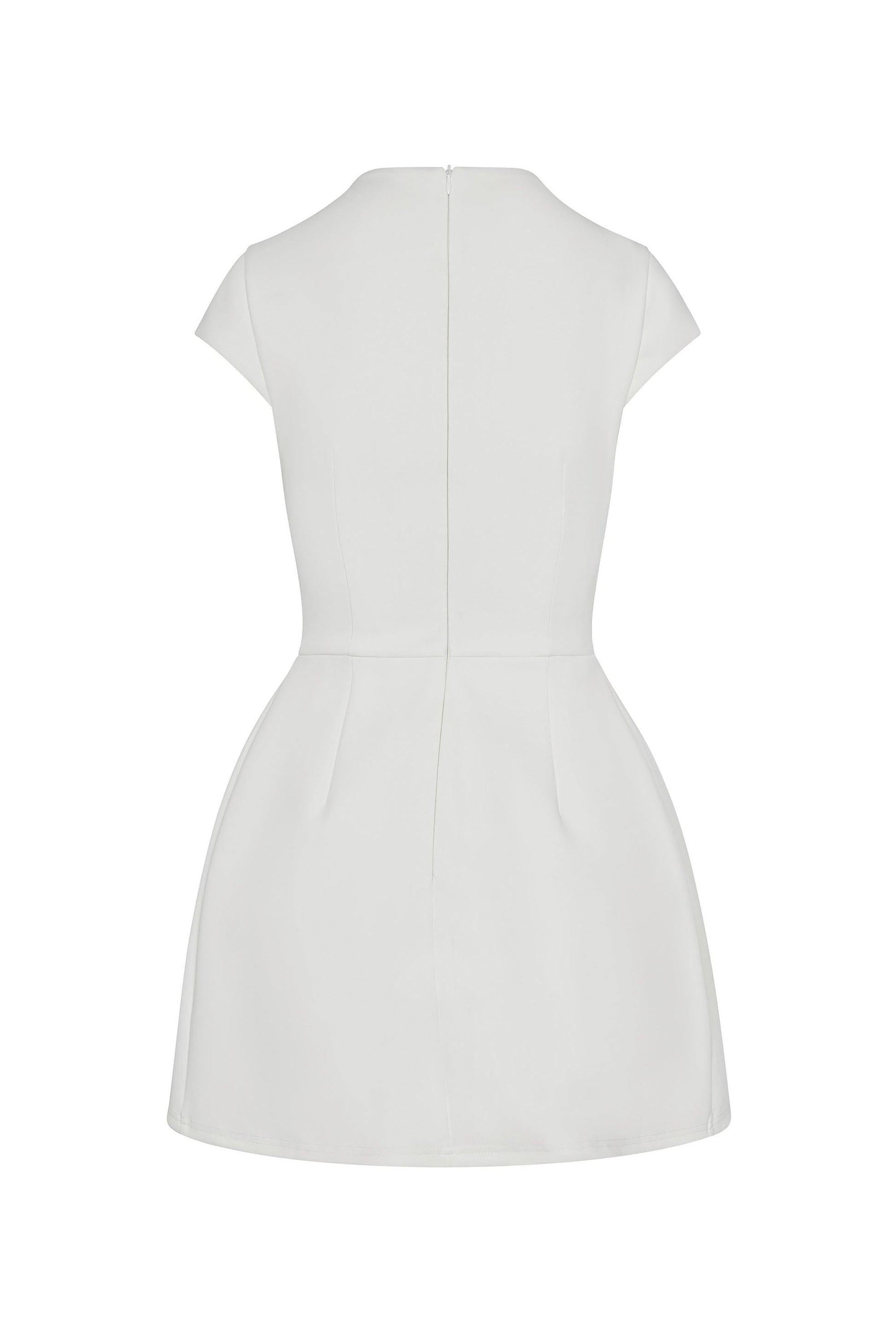 Cote Collection | Women's White Mini Dress with Fitted Bodice | Elegant Style for Effortless Summer Fashion 6