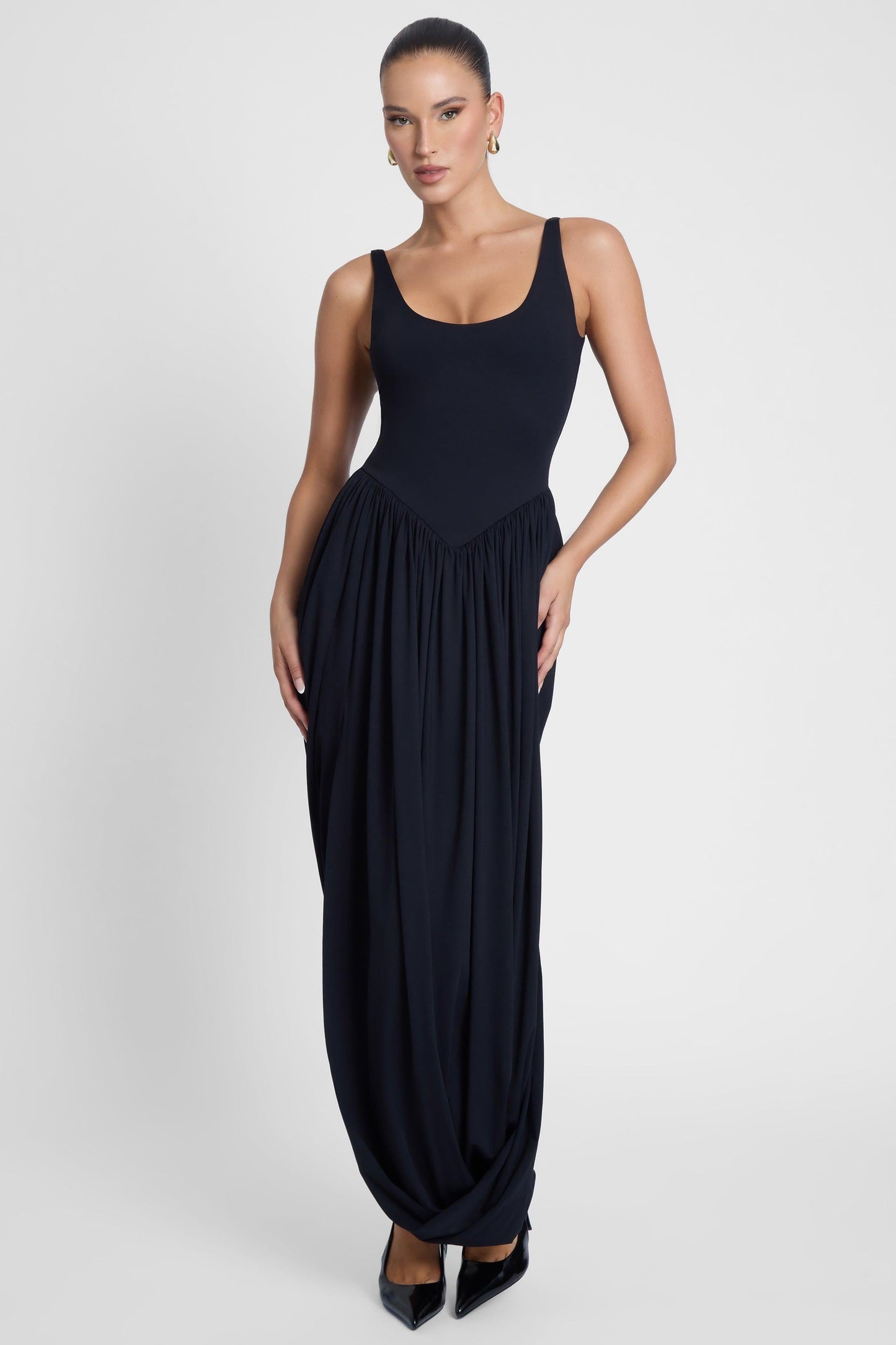 Dionysus | Black Midi Dress with Figure-Flattering Design | Elegant Style for Day to Night Wear 1