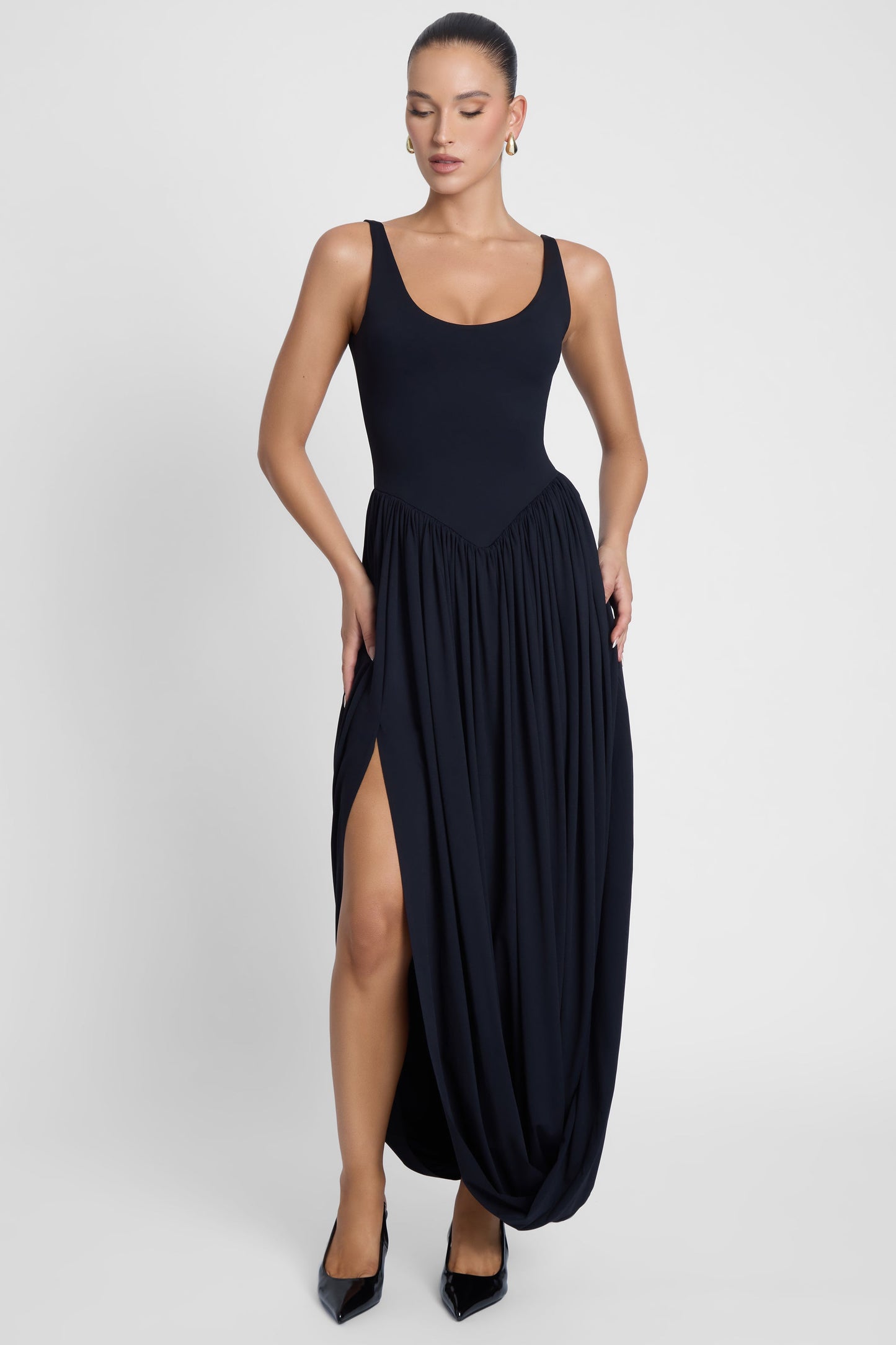 Dionysus | Black Midi Dress with Figure-Flattering Design | Elegant Style for Day to Night Wear 2