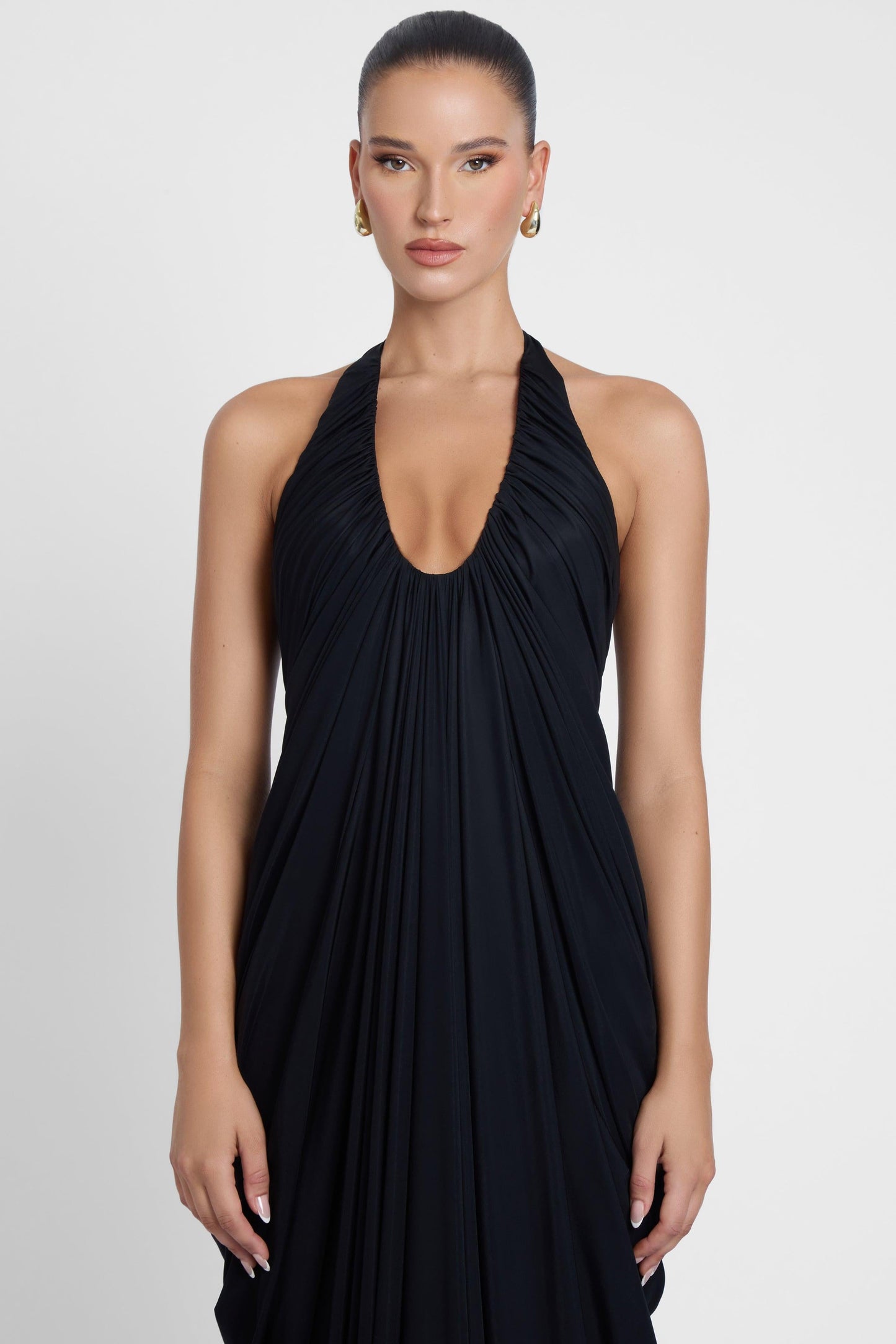 Elegant Cascade Drape Gown | Halter Maxi Dress with Sculpted Fit | Stunning Wedding Guest Dress for Timeless Elegance 3