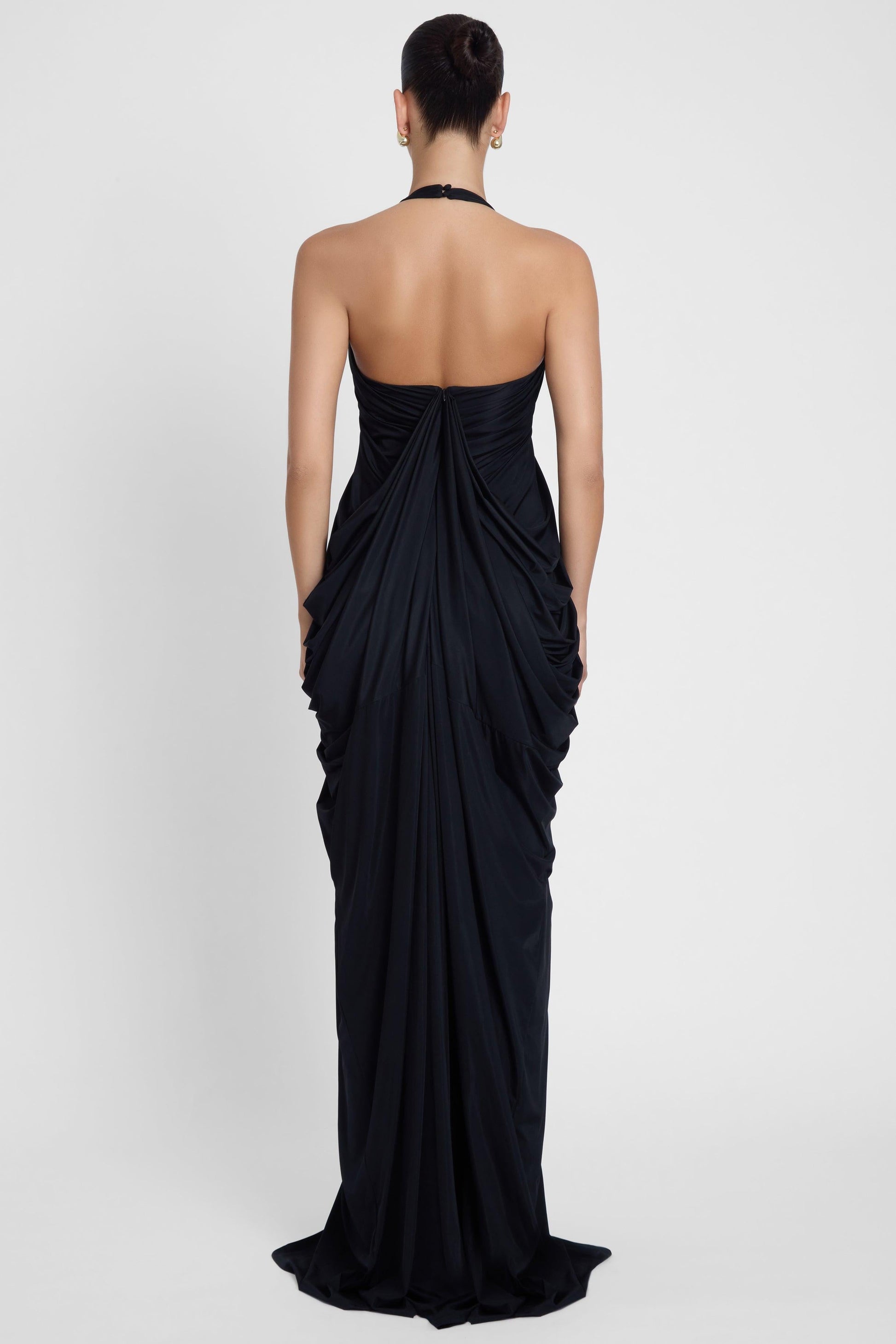 Elegant Cascade Drape Gown | Halter Maxi Dress with Sculpted Fit | Stunning Wedding Guest Dress for Timeless Elegance 5