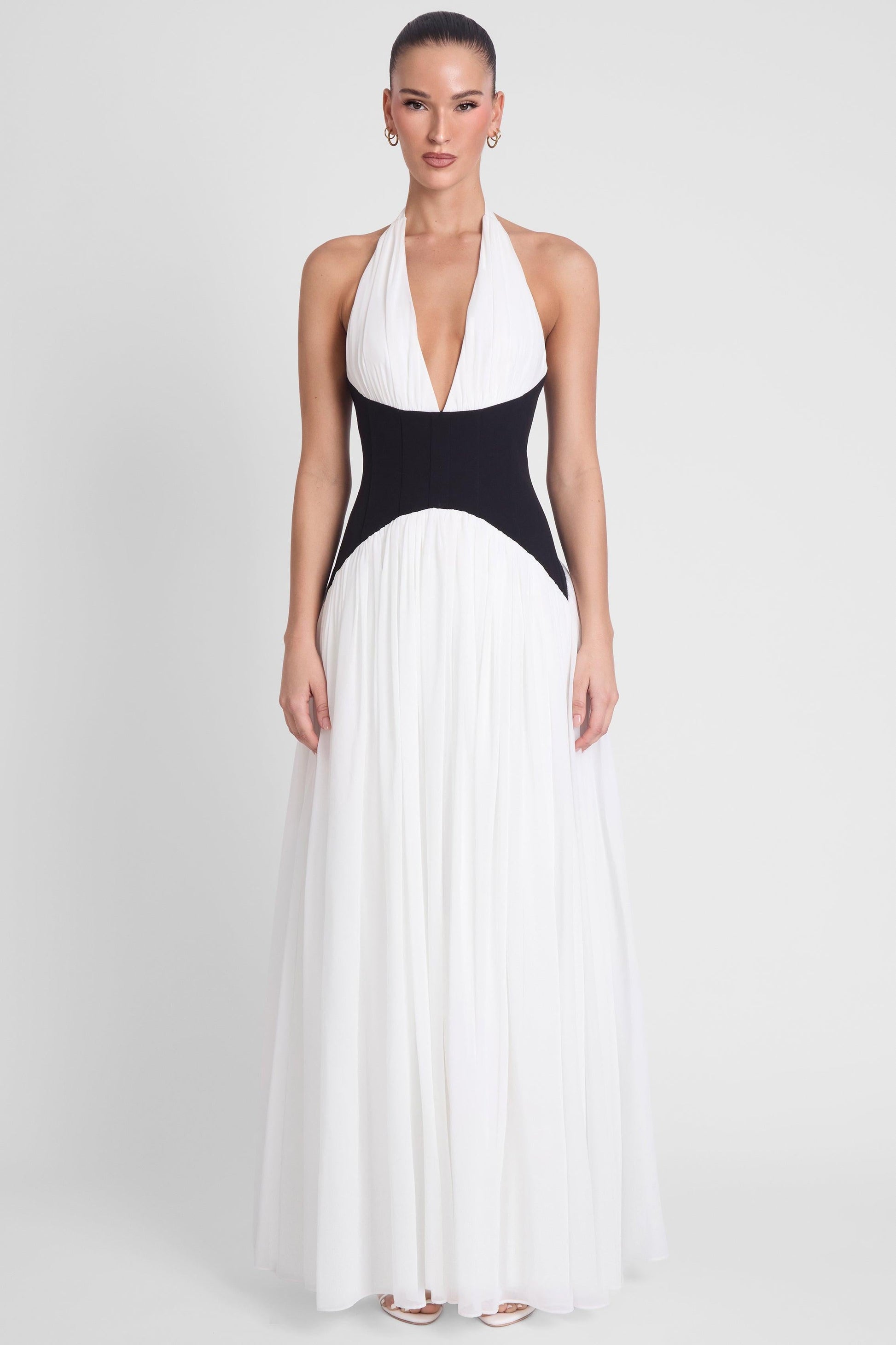 Elegant Collection | Black Maxi Dress with Corset Waist & Halter Neckline | Timeless Style for Stunning Silhouette 0