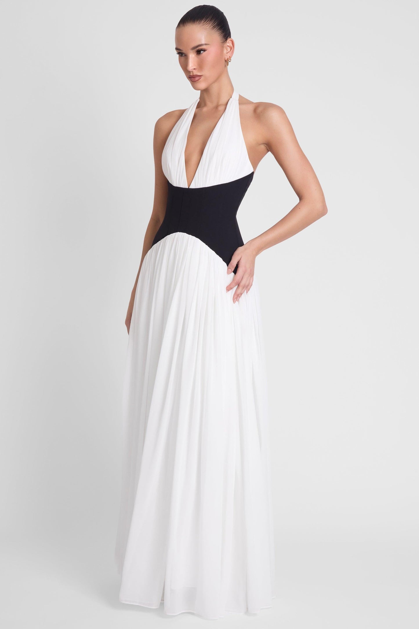 Elegant Collection | Black Maxi Dress with Corset Waist & Halter Neckline | Timeless Style for Stunning Silhouette 1