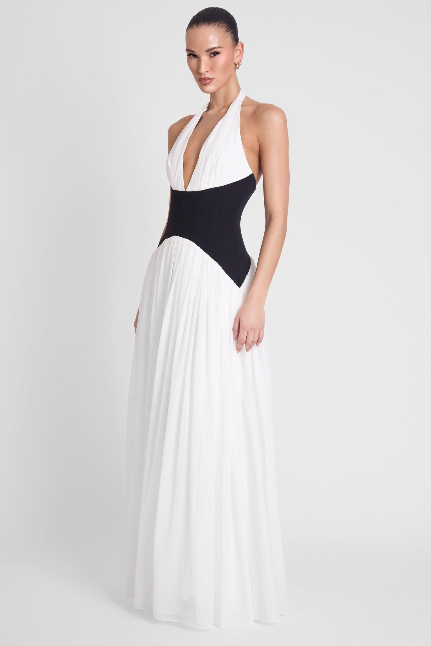 Elegant Collection | Black Maxi Dress with Corset Waist & Halter Neckline | Timeless Style for Stunning Silhouette 2