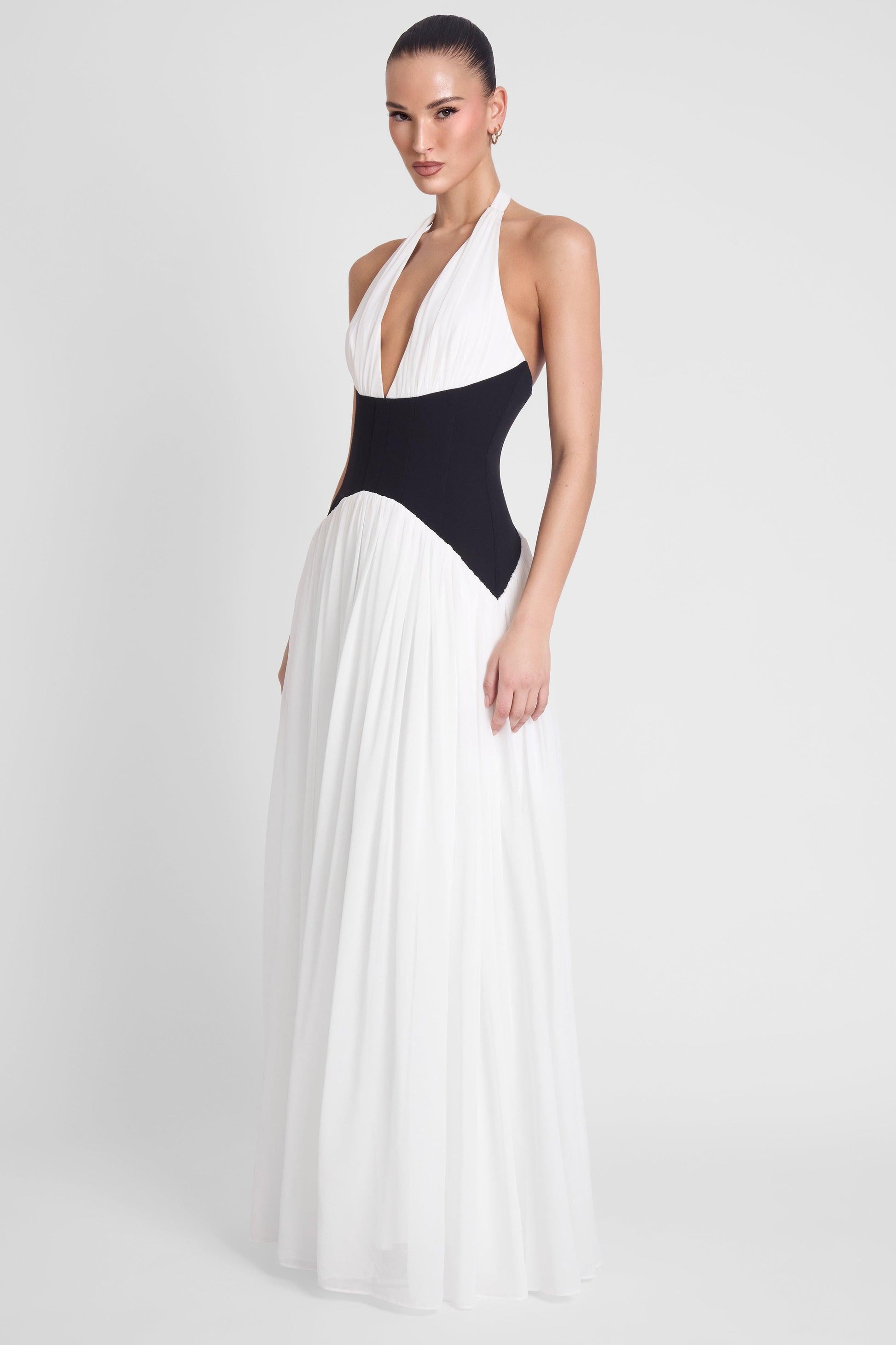 Elegant Collection | Black Maxi Dress with Corset Waist & Halter Neckline | Timeless Style for Stunning Silhouette 2