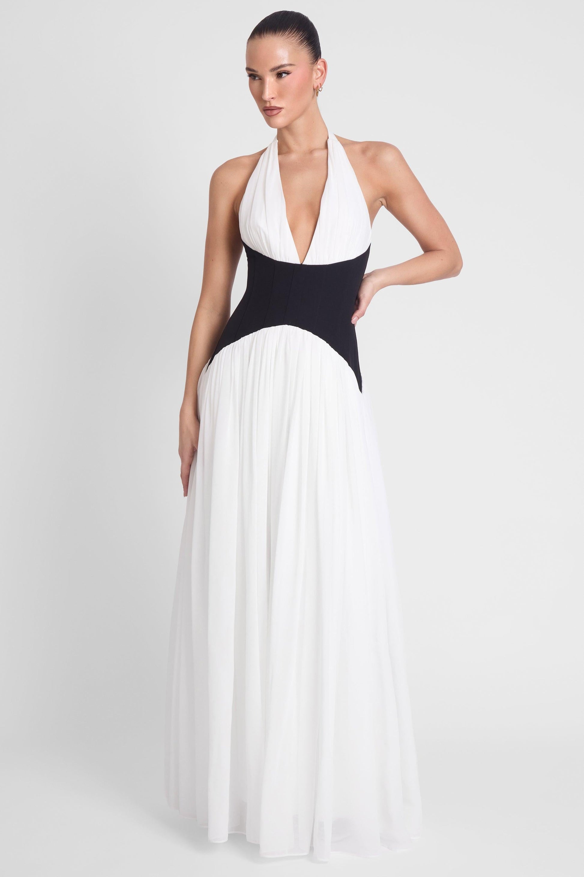 Elegant Collection | Black Maxi Dress with Corset Waist & Halter Neckline | Timeless Style for Stunning Silhouette 3