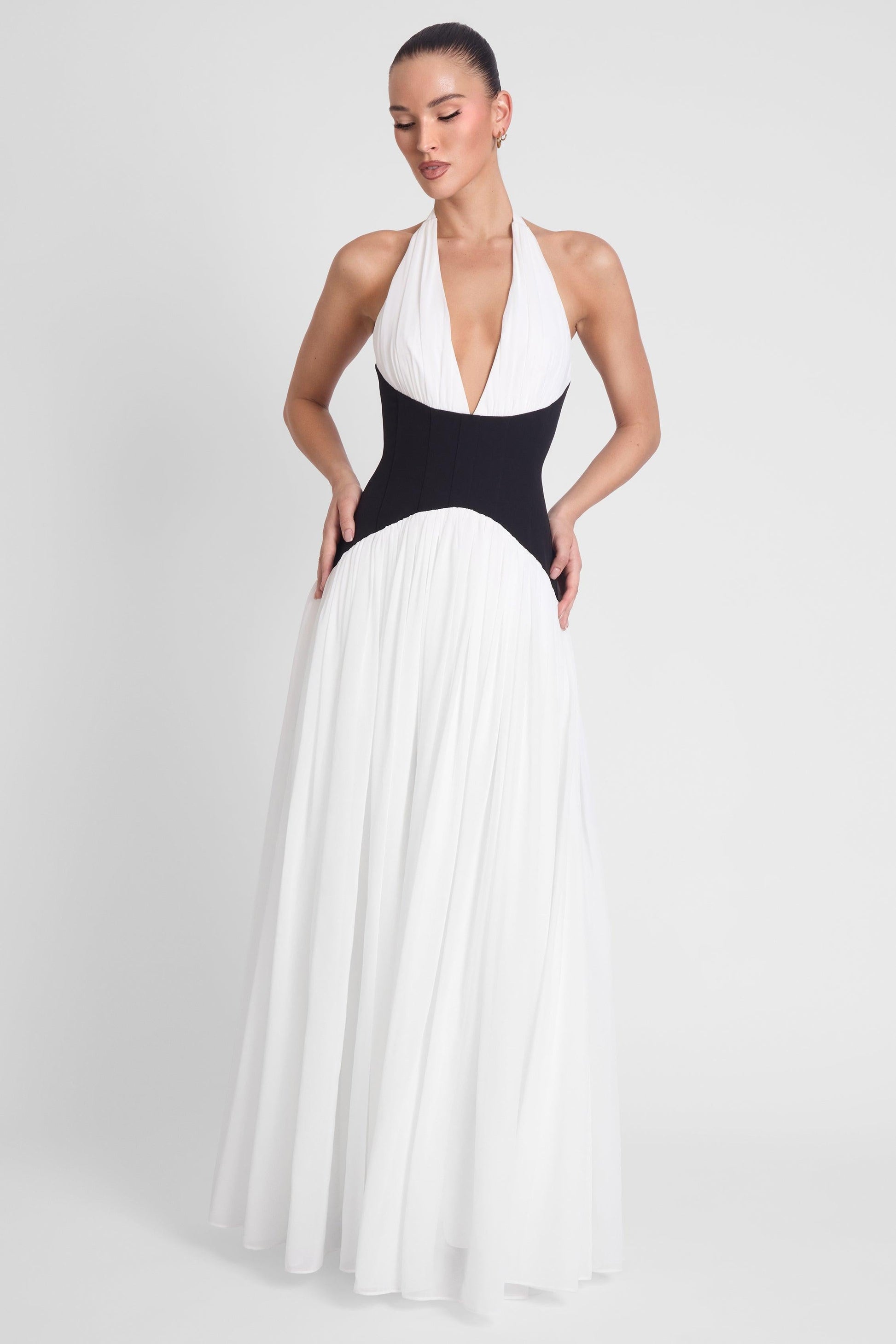 Elegant Collection | Black Maxi Dress with Corset Waist & Halter Neckline | Timeless Style for Stunning Silhouette 4