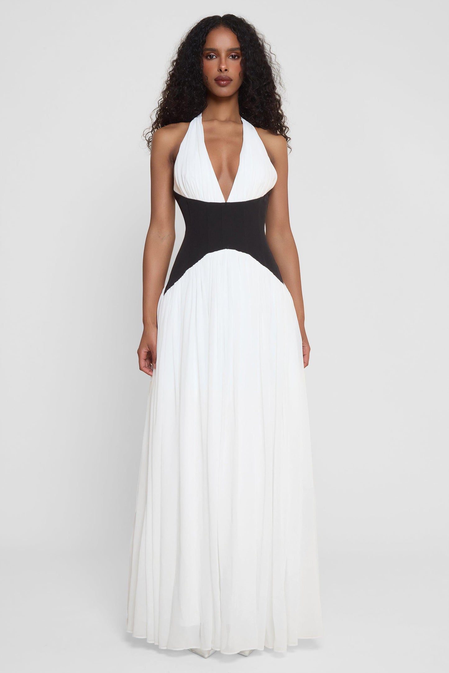 Elegant Collection | Black Maxi Dress with Corset Waist & Halter Neckline | Timeless Style for Stunning Silhouette 7
