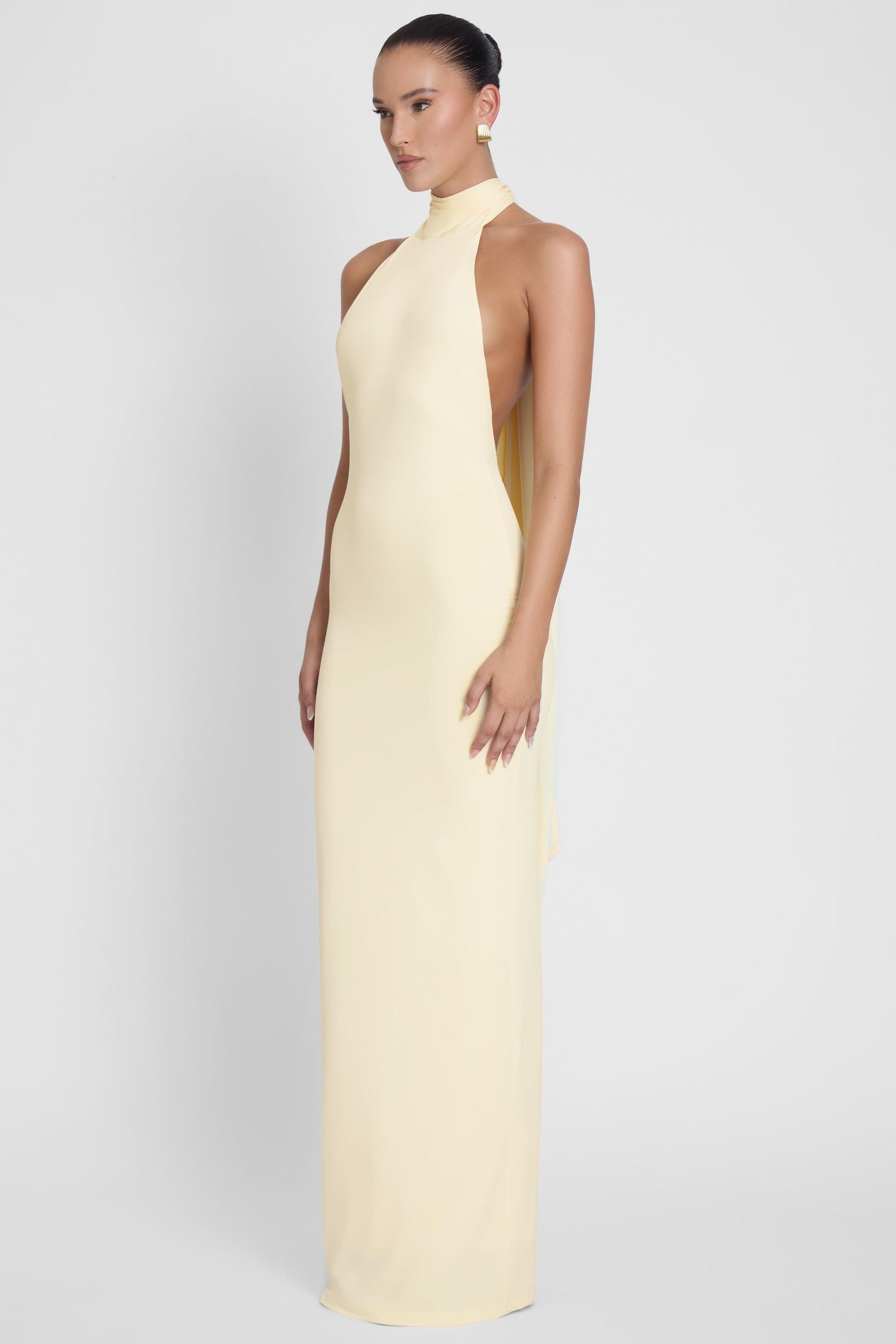 Elegant Collection | Black Maxi Dress with Draped Scarf Detail | Versatile Long Dress for Effortless Style 1