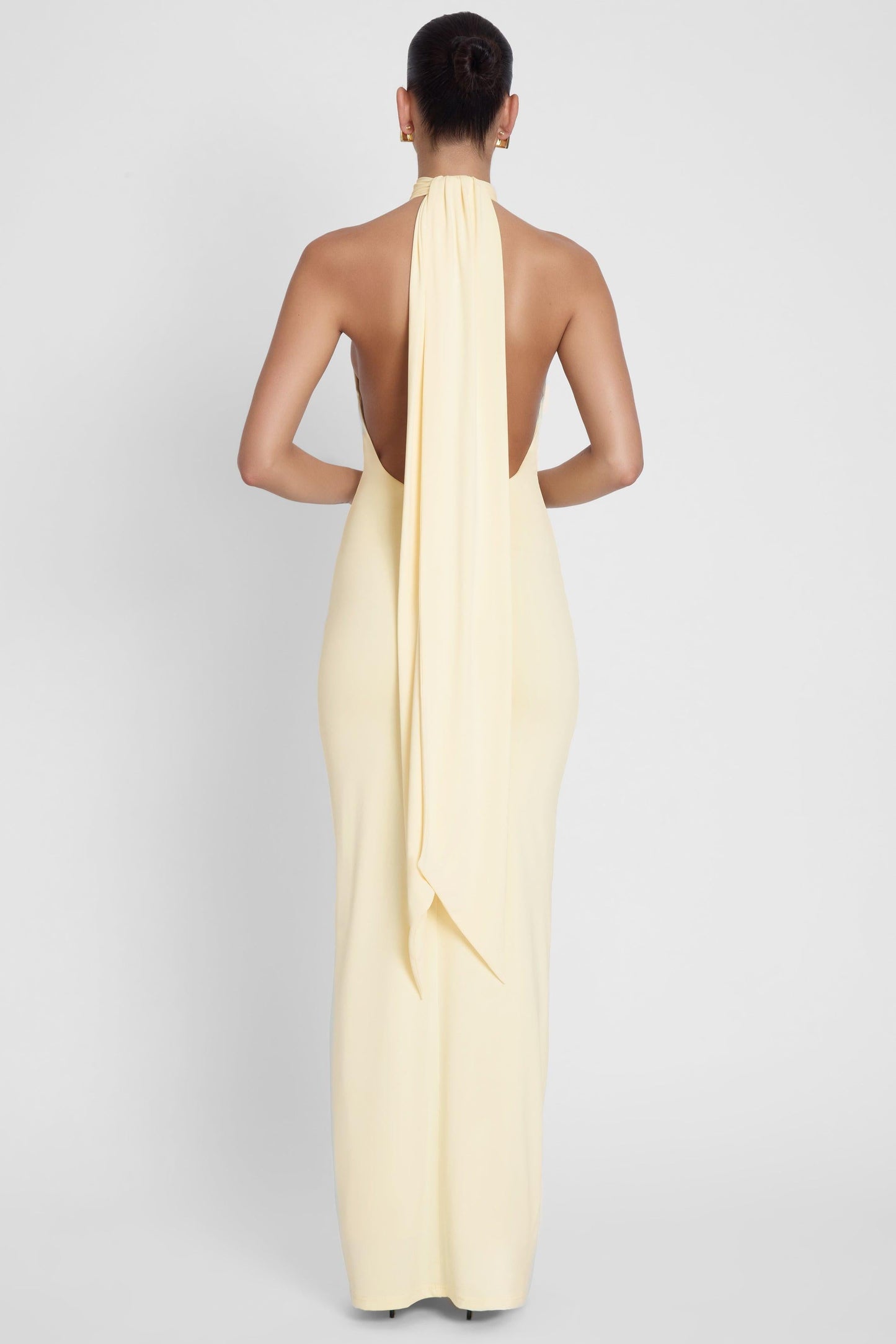 Elegant Collection | Black Maxi Dress with Draped Scarf Detail | Versatile Long Dress for Effortless Style 2